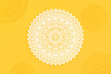 Ethnic Mandala Festive Element Design On Yellow Background. Vector Illustration For Festival Sale Elements © Inkeye Studio