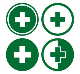 Obraz premium first aid medical cross icons set flat vector hospital design