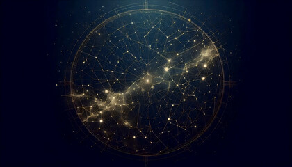 An astronomical chart art print, Ai generated image