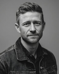 Obraz premium Minimal wall with centered fabric sound panel, soft light highlighting large negative space