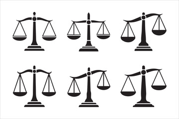 Vector Scale flat style icon. Law scale icon in black line