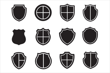 Vector Different shields collection. Police badge. Security symbol. Protect shield ,Shield shape icons. Symbol shape , Shield icons set