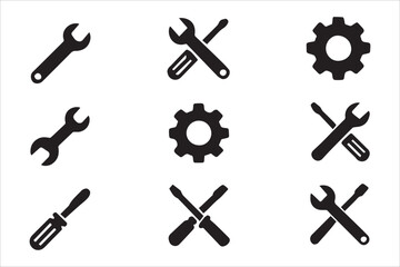 Vector  Tools and Service icons set in flat style
