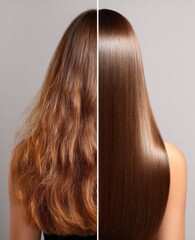 Keratin hair concept showing fiber structure repair and strength restoration process.