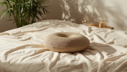 Home massage pillow stuffed with grape seeds for thermal therapy, aiding chiropractic and natural health treatments