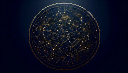 An astronomical chart art print, Ai generated image