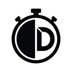 Black and white stopwatch logo vector illustration