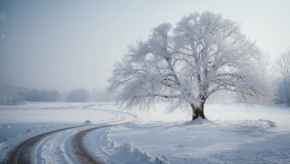 Obraz premium Snowy landscape in a park highlighting winter weather conditions and natural preservation