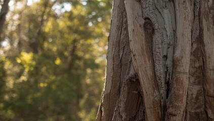 Fototapeta premium Close-up of tree trunk and bark, highlighting weathered textures for landscape design, Earth Day
