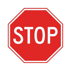 A vividly colored classic octagonal stop sign with bold white lettering stands out signifying a crucial road safety regulation for drivers
