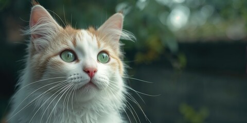 Fototapeta premium Detailed image of a feline with striking green eyes and a muzzle, animal anatomy