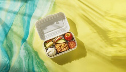 Balanced school lunch, nutritious ingredients for student health, back to school