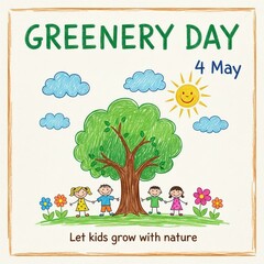 Fototapeta premium Greenery day: let kids grow with nature on 4 may