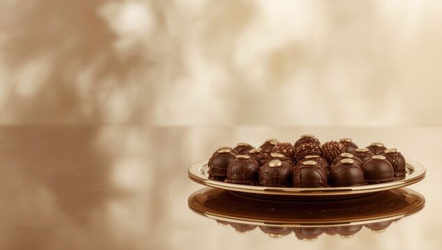 Tray with chocolate dessert and cream, emphasizing food styling and dessert plating techniques