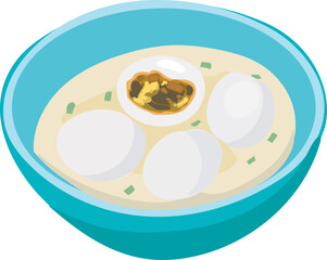 Sweet Rice Balls Soup Illustration for Chinese Food and Asian Cuisine Design