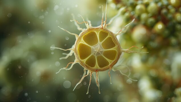 Close-up of plant vascular bundles showing phloem and xylem cells, used in botanical research and education