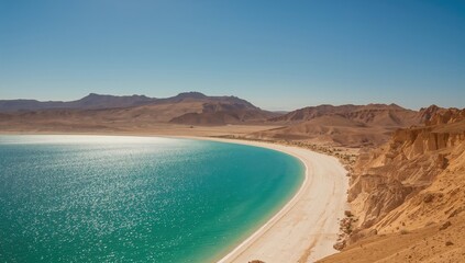 Meandering coast of a mineral-rich saltwater body, highlighting erosion patterns, World Environment Day