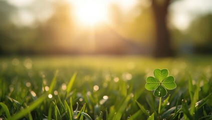 Wet clover leaves with droplets, highlighting natural hydration, Earth Day
