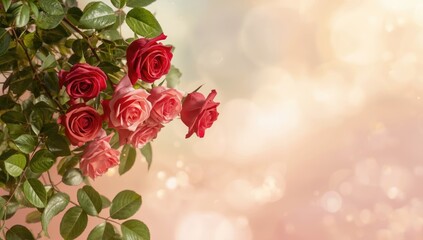 Single roses in a bouquet with focus on floral design, ideal for header or UI backgrounds