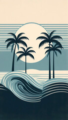 A vintage surf travel poster design, Ai generated image