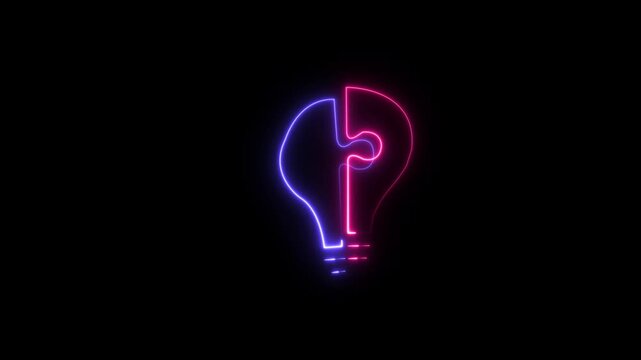 brainstorm concept glowing neon line icon animation representing idea generation knowledge sharing and problem solving