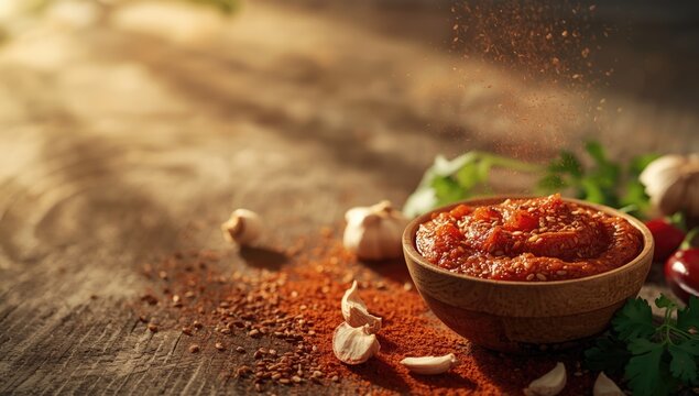 Indian sesame garlic chilli chutney, a savory sauce used as a flavor enhancer