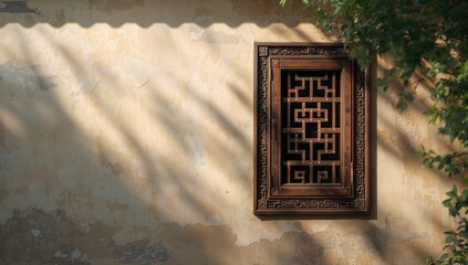 Small window in Chinese style building, architectural element emphasizing heritage and craftsmanship