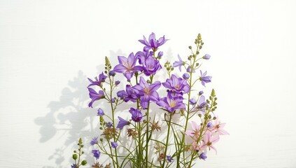 Isolated meadow flowers on white backdrop, suitable for nature-themed layouts or floral pattern projects