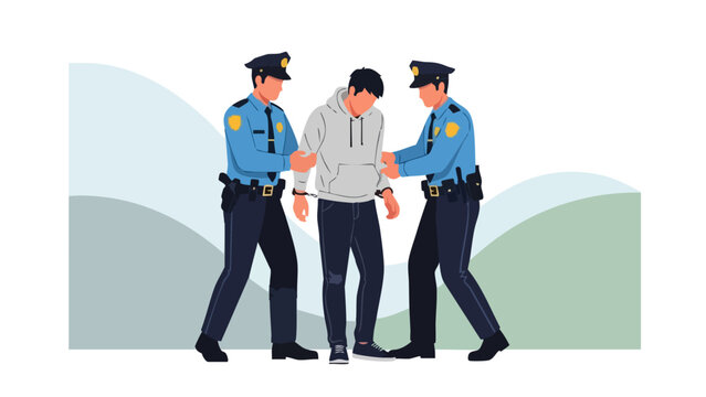 Two police officers arresting a suspect.