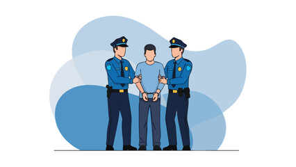 Police officers arresting a suspect in handcuffs.