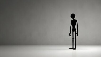 3d cartoon man standing on the wall