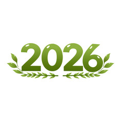 2026 New Year Green Natural Leaves Botanical Eco Style Design