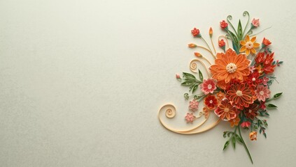 Handcrafted paper quilling with vibrant flower patterns, ideal for decorative spring floral arrangements