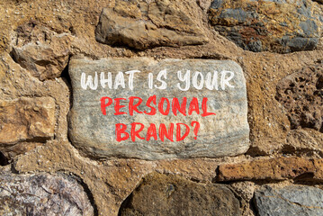 What is your personal brand symbol. Concept words What is your personal brand on beautiful grey stone. Beautiful stone wall background. Business what is your personal brand concept. Copy space.