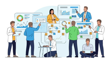 Fototapeta premium Team Collaborating on Business Strategy and Data Analysis.