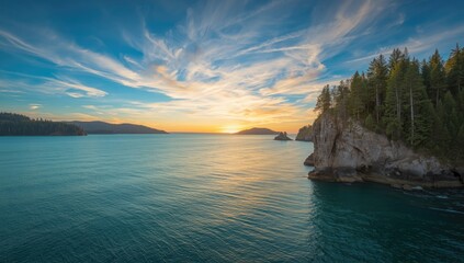 San Juan Islands at the Salish Sea seen from a boat, highlighting maritime navigation safety, World Maritime Day