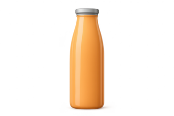 Bottle of orange juice with a transparent background for graphic design.