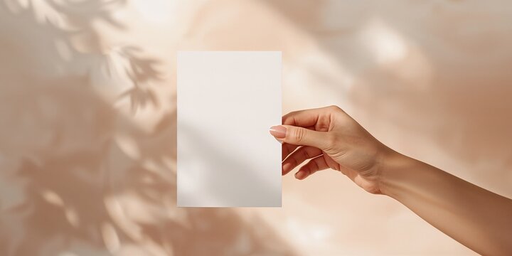 Person holding a blank holiday postcard mock-up designed for greeting card projects