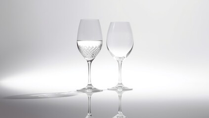 Fototapeta premium Studio-lit display of three wine glasses on a white backdrop for editorial use