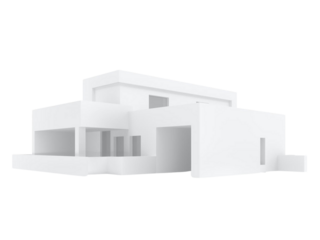 3d white house render featuring a modern residential home design with a small roof structure and architectural property exterior for a real estate business construction plan illustration