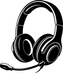 Gaming Headset with Microphone silhouette vector illustration
