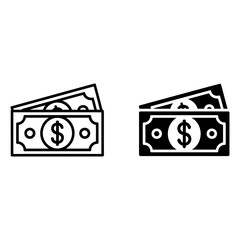 Cash Money Symbol Thin Line Glyph Silhouette Icon Vector Design