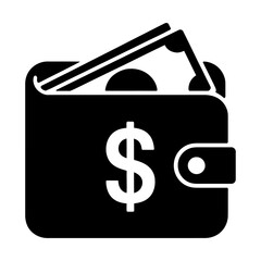Cash Wallet Finance Symbol icon Silhouette Vector Design