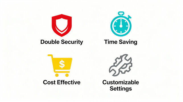 Dual security, time-saving and other elements represent high cost-effectiveness and customizable product features, suitable for electronic promotional materials.
