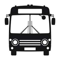 bus front Icon Silhouette Vector on White Background