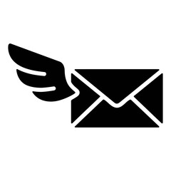 Envelope with Wings Email Delivery Icon Silhouette Vector Design