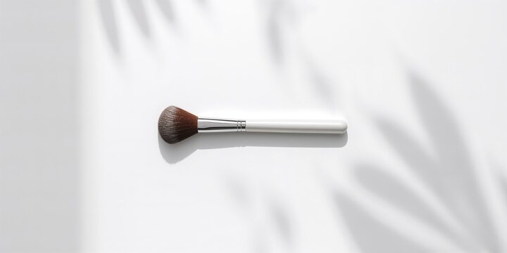 Cosmetic brush on a white background, designed for detailed makeup blending and finishing touches - Powered by Adobe