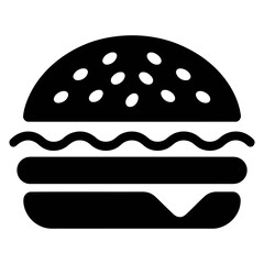 Tasty Hamburger Silhouette Icon Vector with White Background