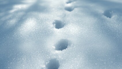 Snowy footstep pattern on an icy surface, ideal for winter travel and nature layout design