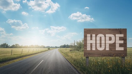 Country lane with a positive message, suitable for community or inspirational layouts